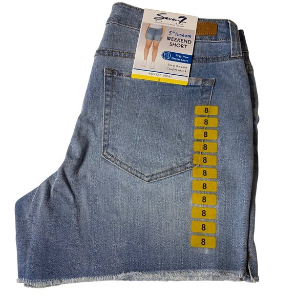 Seven7 Womens 5" Inseam Denim Shorts Fray Hem Comfort Stretch Size 8 NWT - Picture 6 of 8